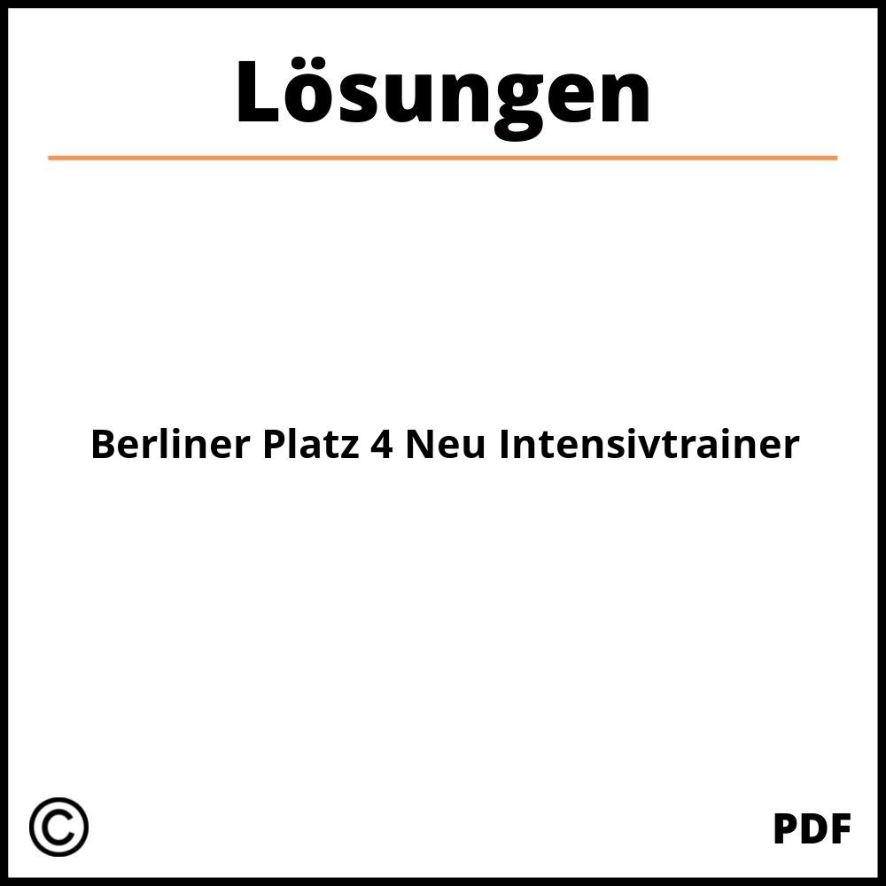 Berliner Platz 4 Neu Intensivtrainer Lösungen