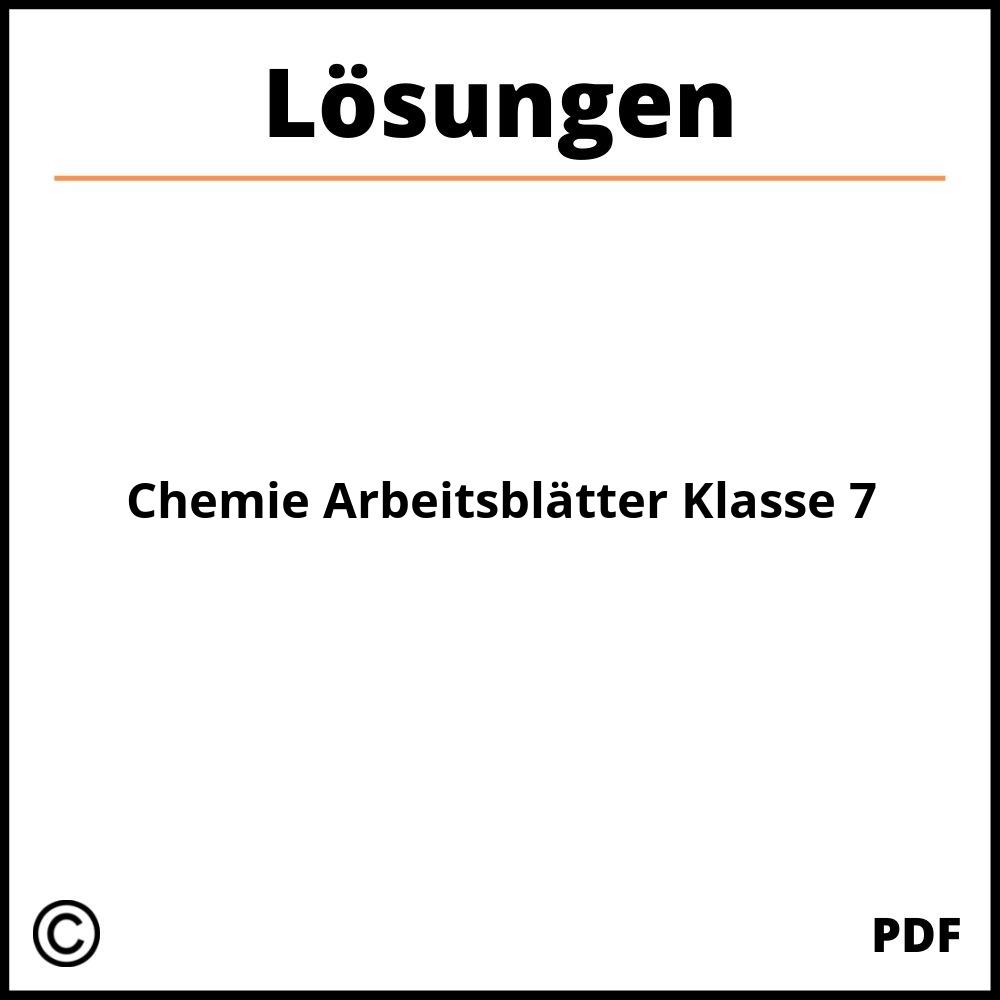 Chemie Arbeitsblätter Klasse 7 Mit Lösungen