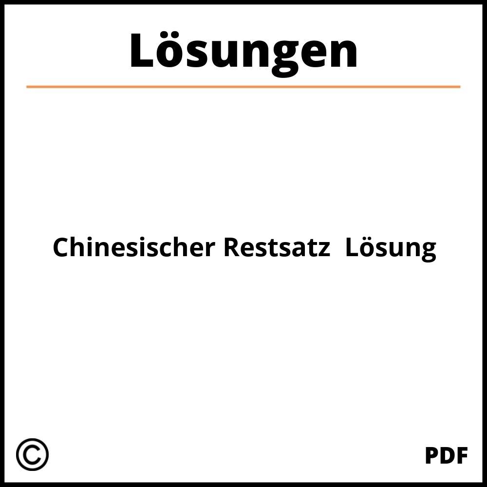 Chinesischer Restsatz Aufgaben+Lösung