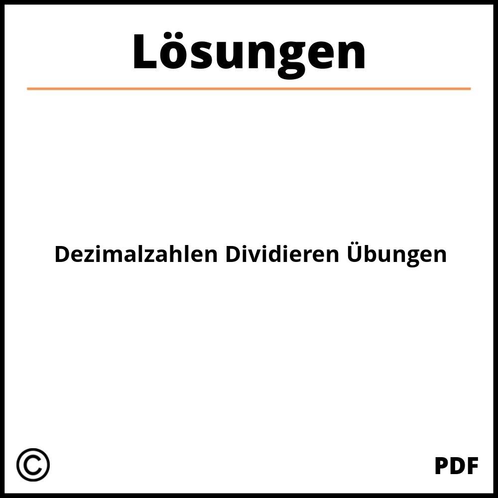 Dezimalzahlen Dividieren Übungen Mit Lösungen Pdf