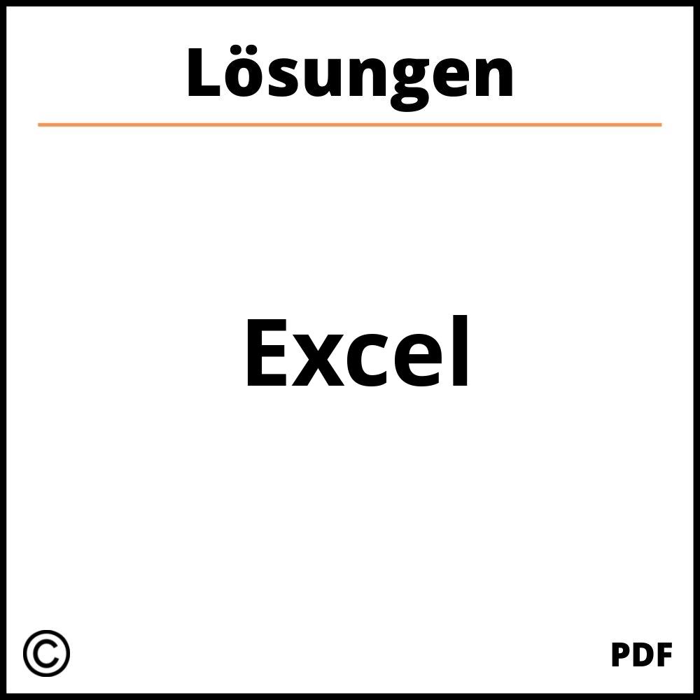 Excel Aufgaben Mit Lösungen Pdf