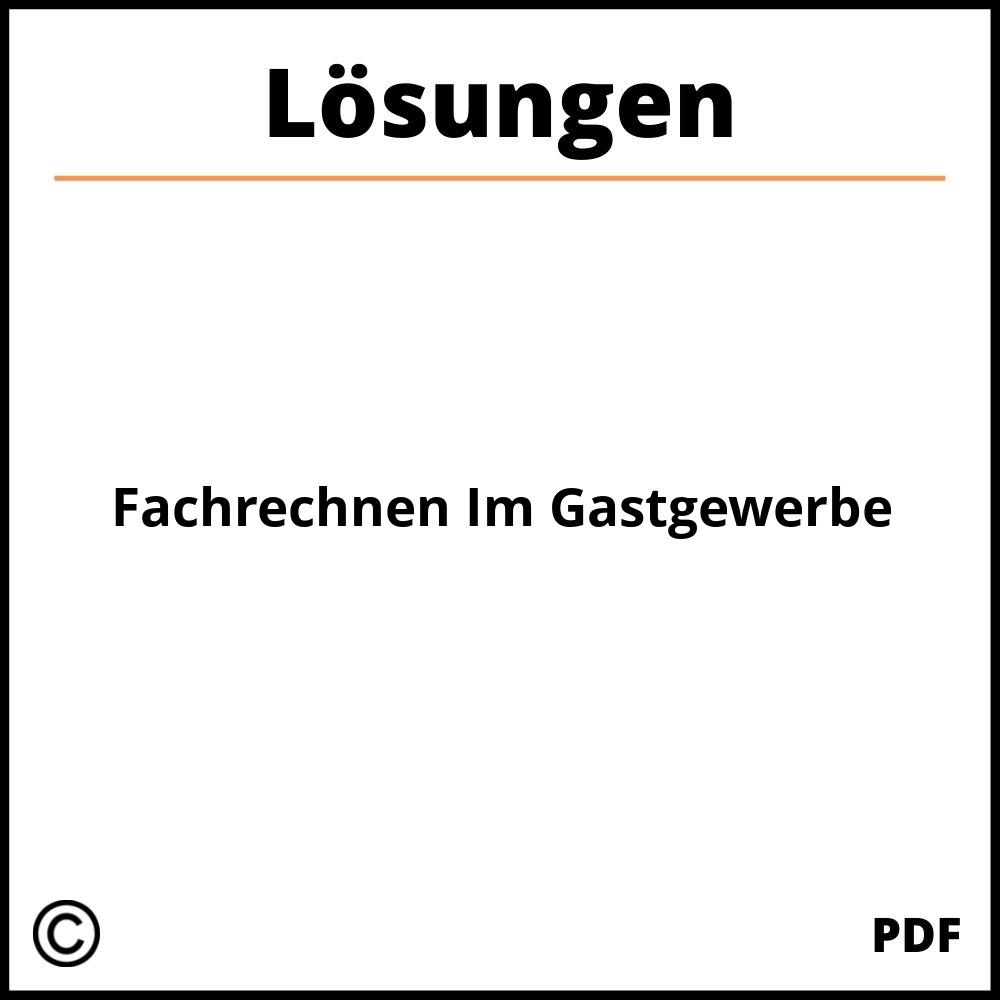 Fachrechnen Im Gastgewerbe Lösungen Pdf