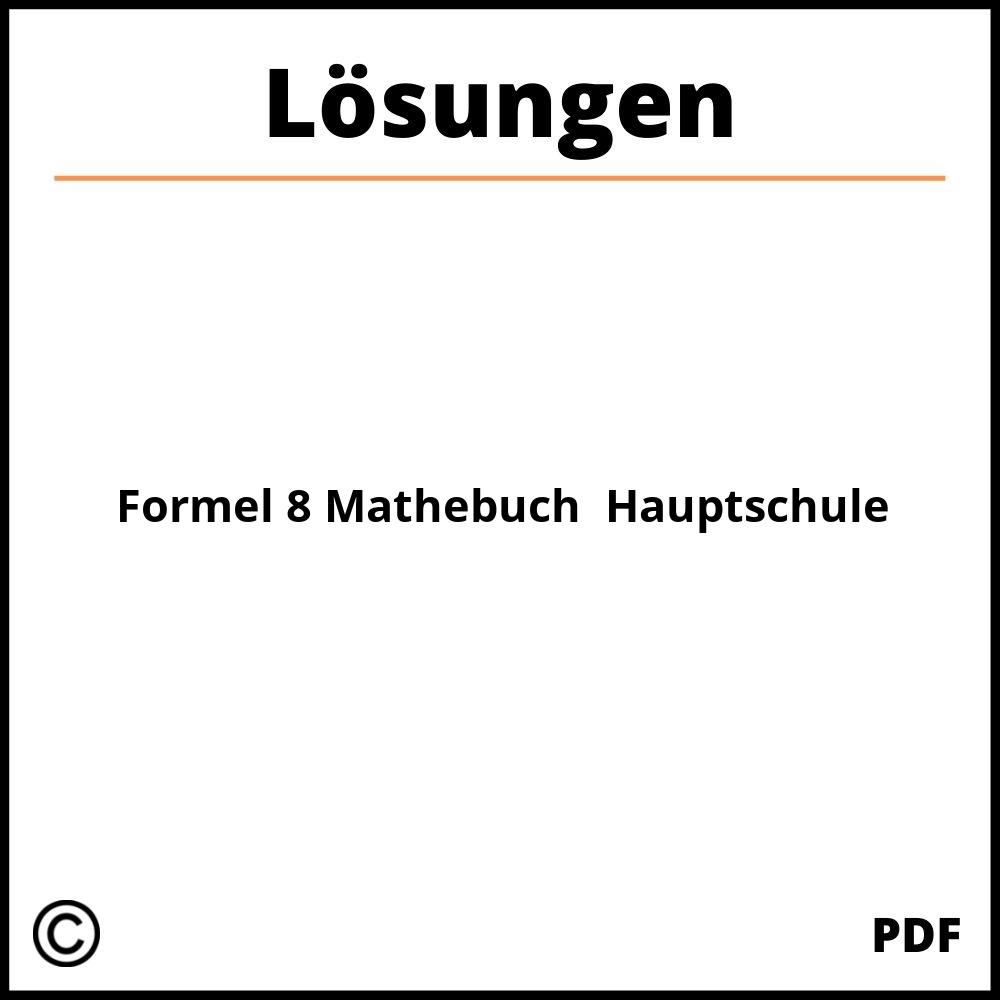 Formel 8 Mathebuch Lösungen Hauptschule