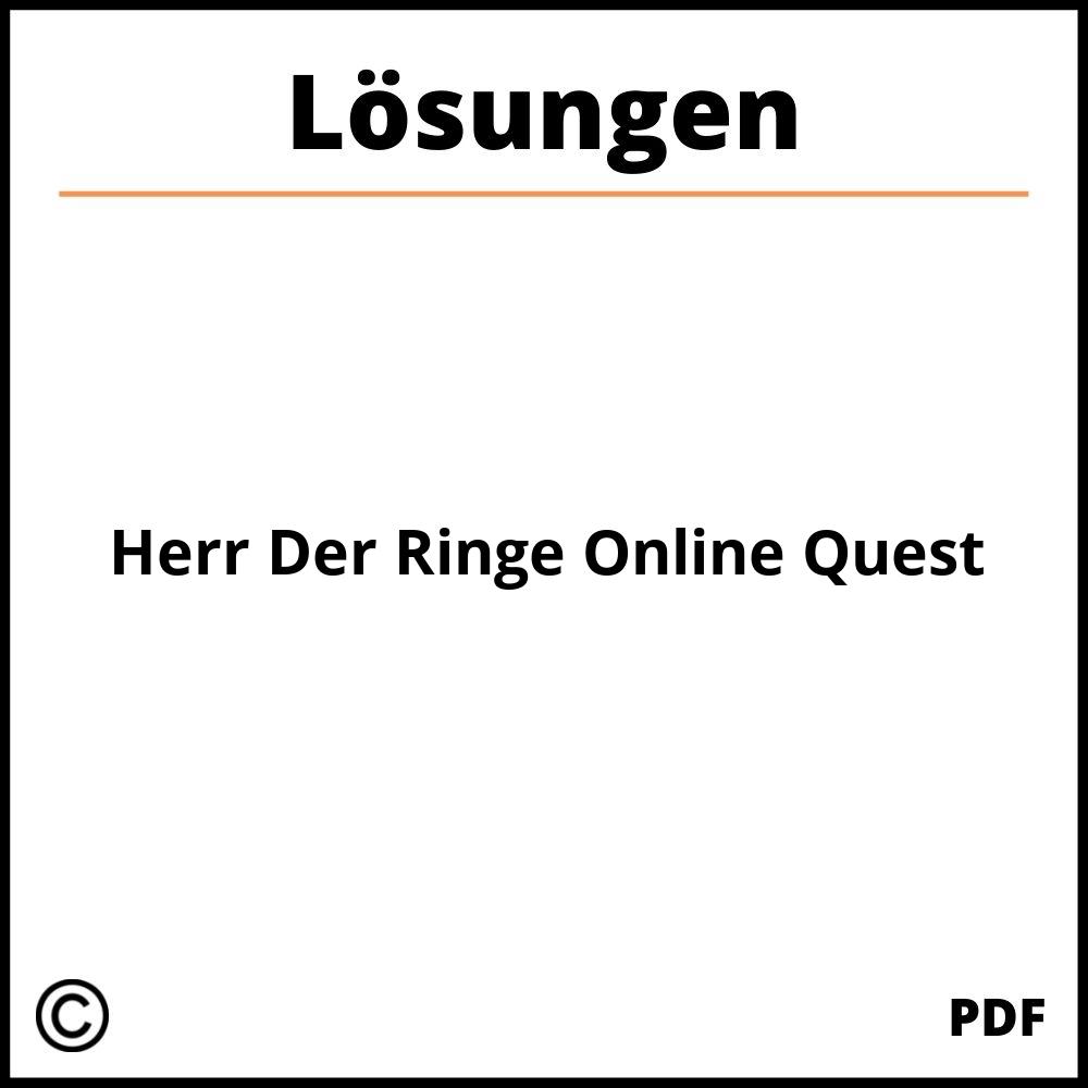 Herr Der Ringe Online Quest Lösungen