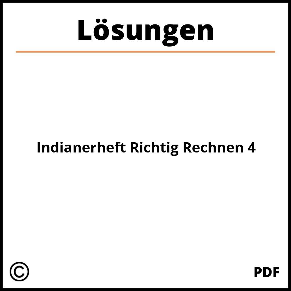 Indianerheft Richtig Rechnen 4 Lösungen