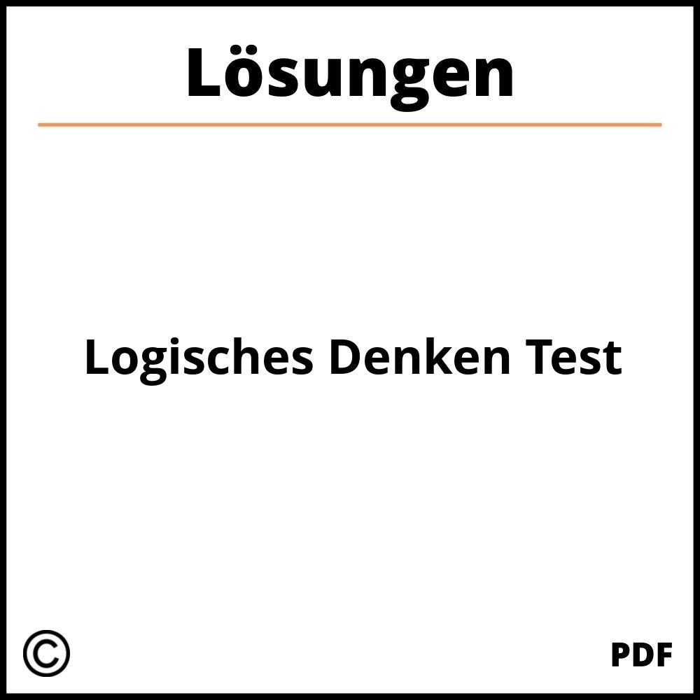 Logisches Denken Test Mit Lösungen Pdf