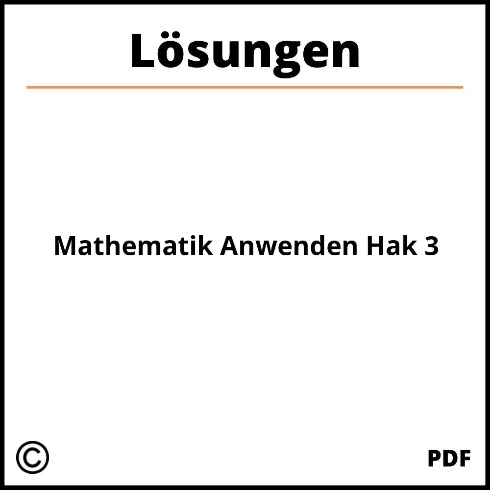 Mathematik Anwenden Hak 3 Lösungen