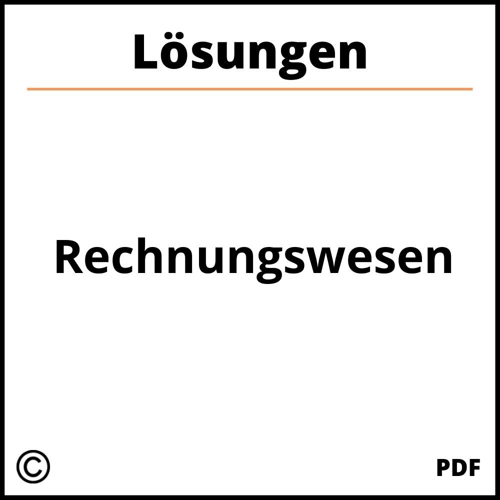 Rechnungswesen Aufgaben Mit Lösungen Pdf