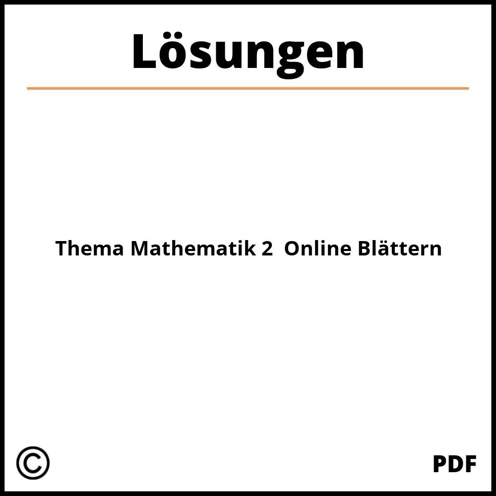 Thema Mathematik 2 Lösungen Online Blättern