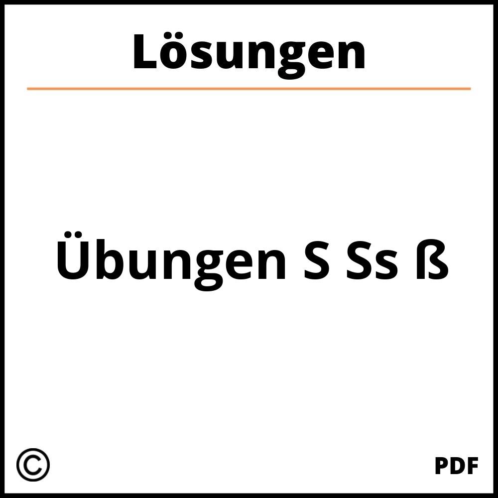 Übungen S Ss ß Mit Lösungen