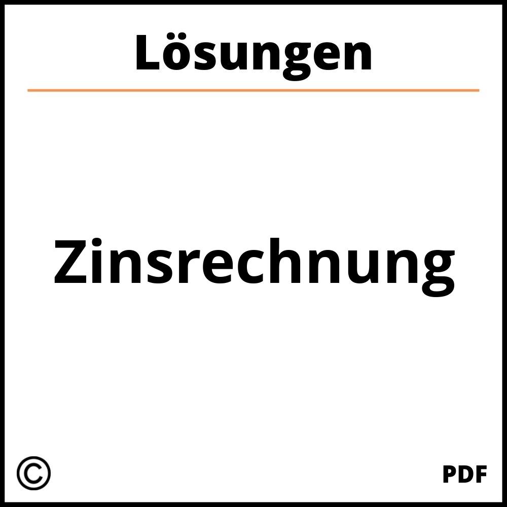 Zinsrechnung  Lösungen Pdf